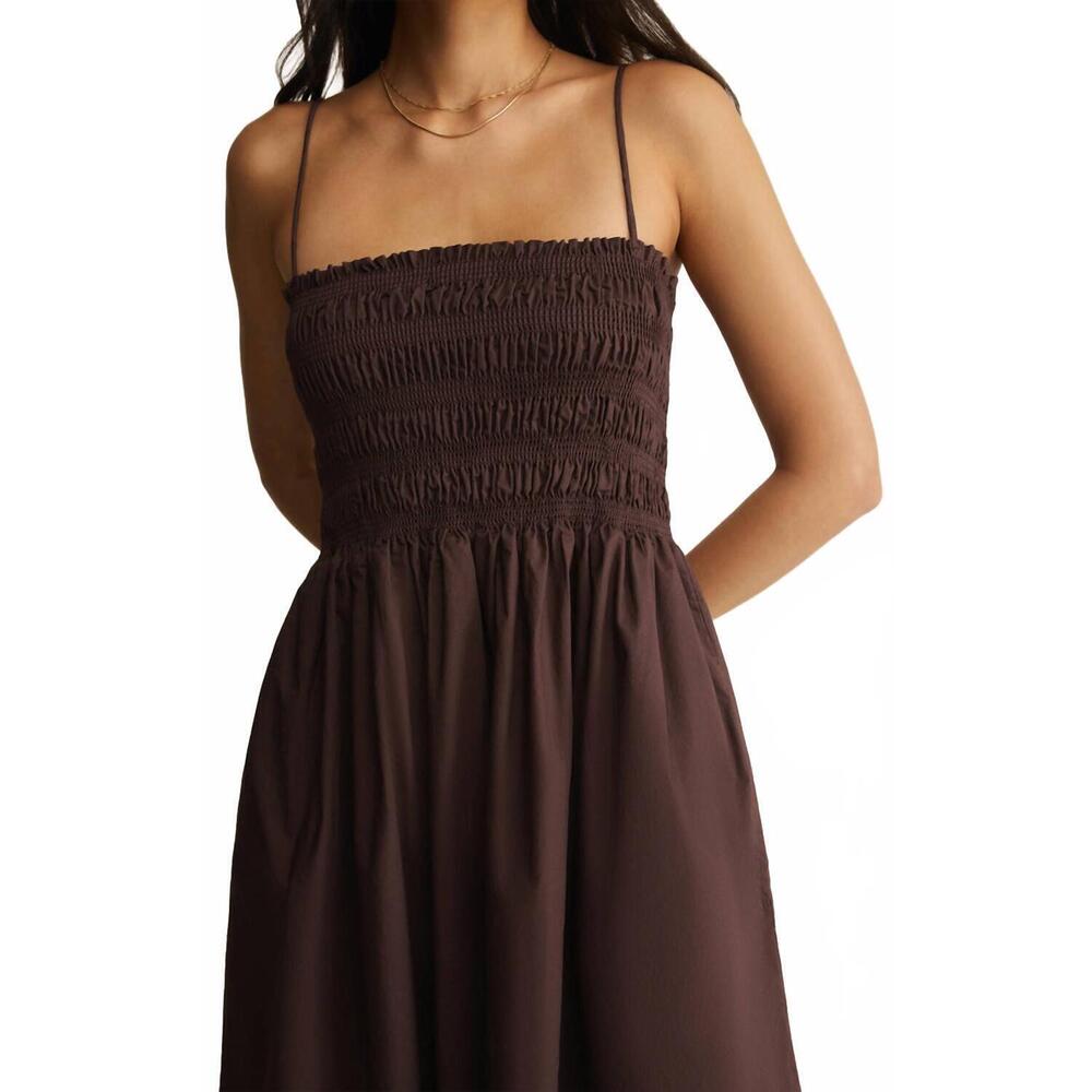 NEW Z SUPPLY cornelia poplin midi dress in chocolate cherry - Picture 4 of 5